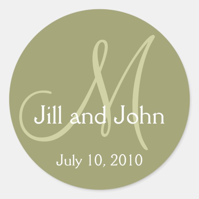Monogram Wedding Bride Groom Green Sticker (Vorderseite)