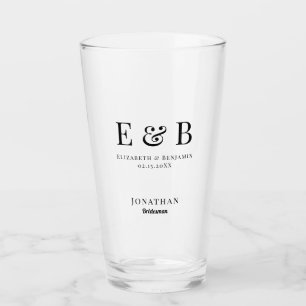 Monogram Wedding Bridesman Geschenk Personalisiert Glas