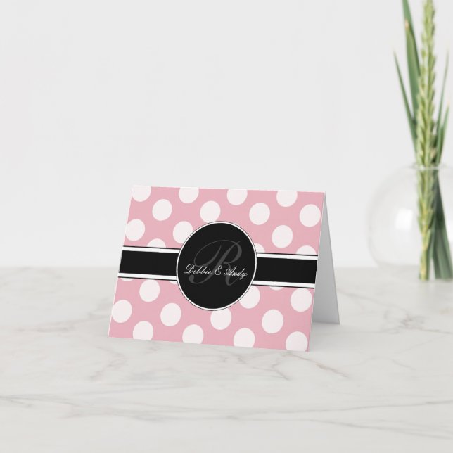 Monogram Wedding Cards Polka Dot (Vorderseite)