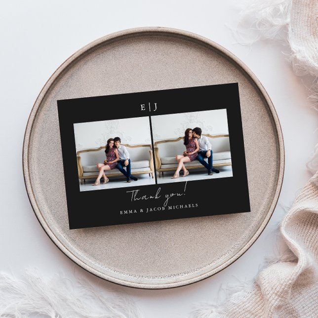 Monogram Wedding Danke Foto Black and White (Von Creator hochgeladen)