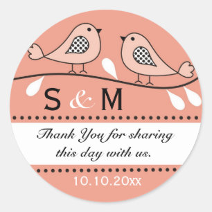 Monogram Wedding Danke Stickers
