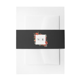 Monogram Wedding Delicate Poppy Dark Wedding Squar Einladungsbanderole