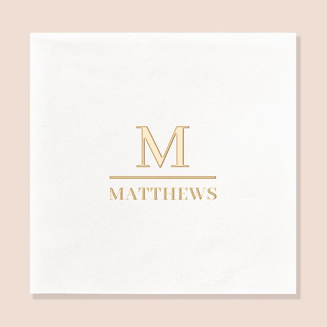 Monogram Wedding Elegant Minimalistisch Chic Gold Servietten Mit Folie (Stylishly Personalize with Your Custom Monogram/Surname.)