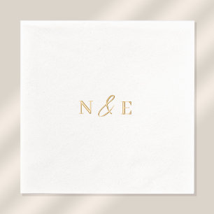 Monogram Wedding Elegant Modernes Minimales Gold Servietten Mit Folie