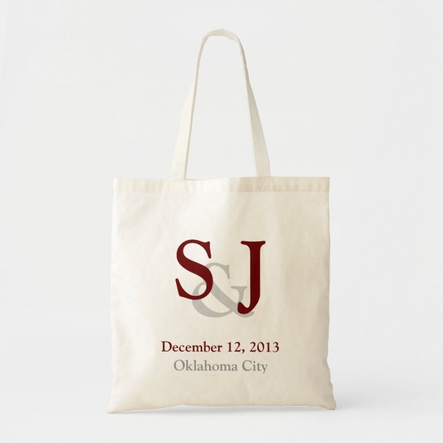Monogram Wedding Guest Tote Bag Bevorzugung Tragetasche (Vorne)