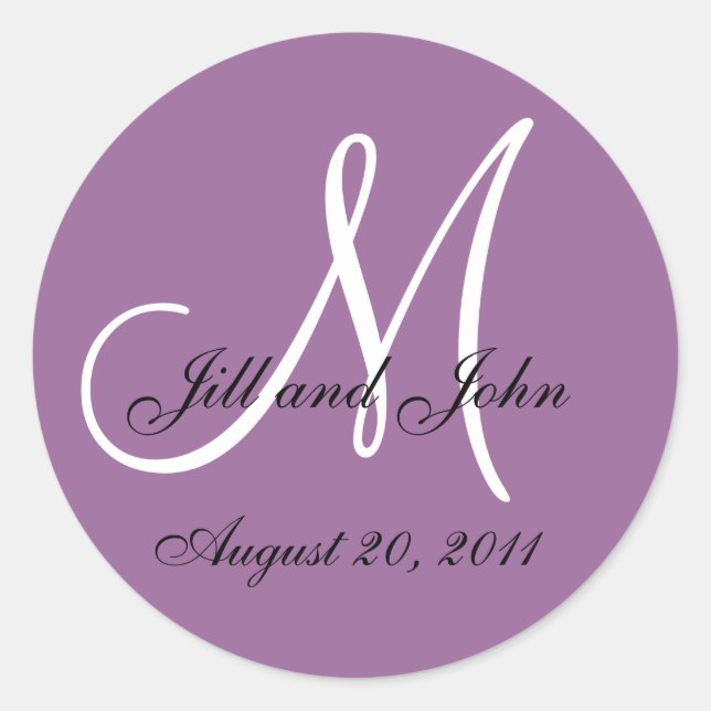 Monogram Wedding Initial Bride Groom Mauve Siegel Runder Aufkleber (Vorderseite)