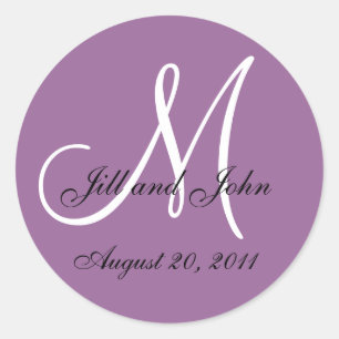 Monogram Wedding Initial Bride Groom Mauve Siegel Runder Aufkleber