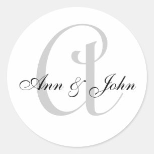 Monogram Wedding Initial Bride Groom Namensaufkleb Runder Aufkleber
