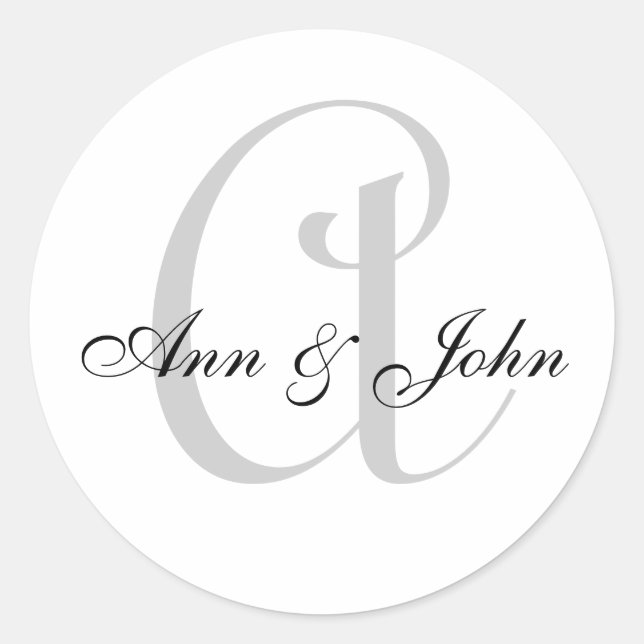 Monogram Wedding Initial Bride Groom Namensaufkleb Runder Aufkleber (Vorderseite)
