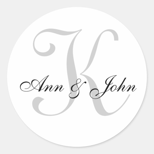 Monogram Wedding Initial Bride Groom Namensaufkleb Runder Aufkleber (Vorderseite)