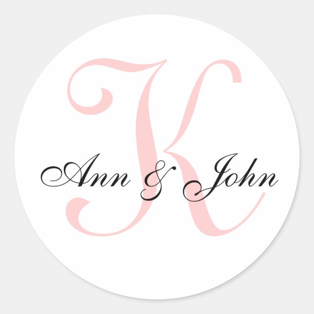Monogram Wedding Initial Bride Groom Namensaufkleb Runder Aufkleber (Vorderseite)