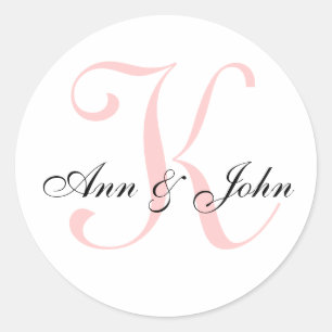 Monogram Wedding Initial Bride Groom Namensaufkleb Runder Aufkleber