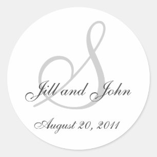 Monogram Wedding Initial Bride Groom Siegel Sticke Runder Aufkleber