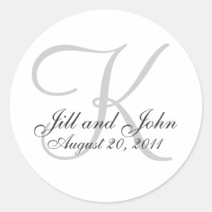 Monogram Wedding Initial Bride Groom Siegel Sticke Runder Aufkleber