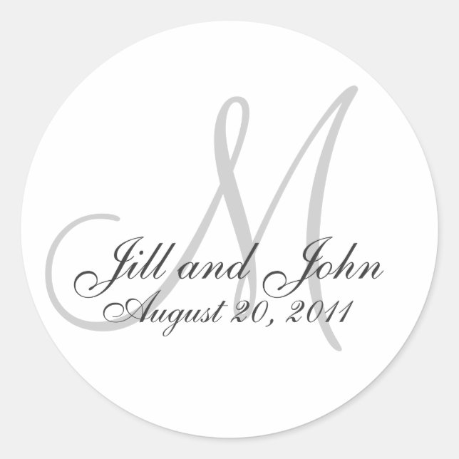 Monogram Wedding Initial Bride Groom Siegel Sticke Runder Aufkleber (Vorderseite)