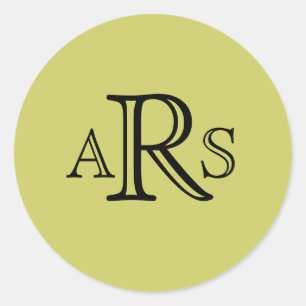 Monogram Wedding Initial Green Sticker