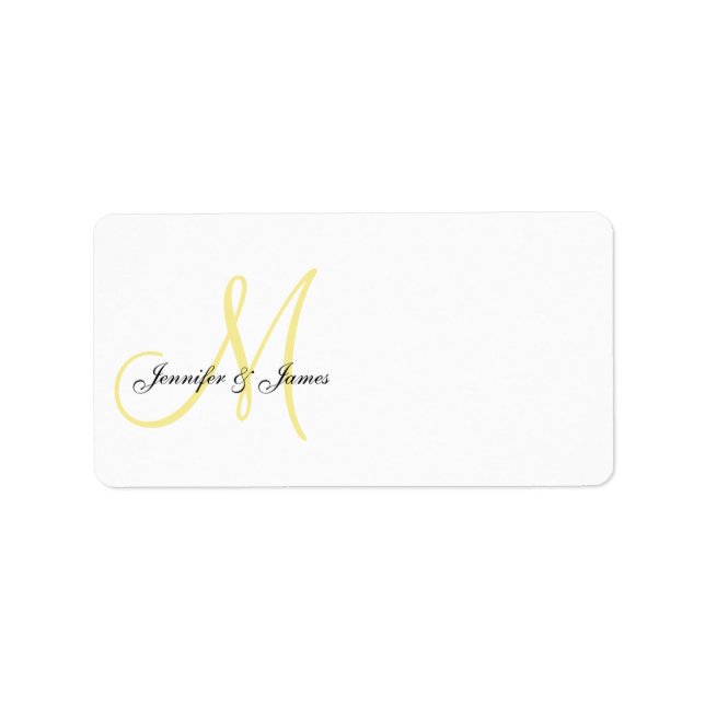 Monogram Wedding Invitation Address Labels Gelb Adressaufkleber (Vorne)