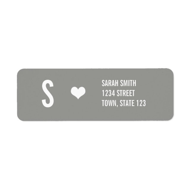 Monogram Wedding Invitation Gray Address Labels (Vorne)