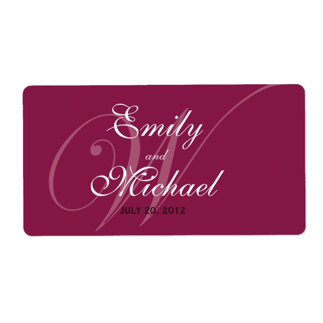 Monogram Wedding Labels - Burgundy (Vorne)