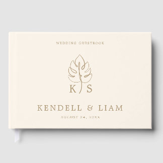 Monogram Wedding Logo Monstera Gästebuch