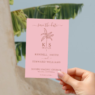 Monogram Wedding Logo Palm Tree Save the Date Einladung
