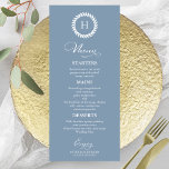 Monogram Wedding Menu Cards Dusty Blue Menükarte<br><div class="desc">Eine schicke Kalligraphy Wedding Menu Card. I do offer a free customisation service,  if you have any anfragen or special requests,  please feel free to contact me.</div>
