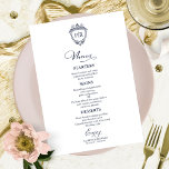 Monogram Wedding Menu Cards Navy Blue Menükarte<br><div class="desc">Eine schicke Kalligraphy Wedding Menu Card. I do offer a free customisation service,  if you have any anfragen or special requests,  please feel free to contact me.</div>
