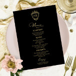 Monogram Wedding Menu Cards Schwarz und Gold Menükarte<br><div class="desc">Eine schicke Kalligraphy Wedding Menu Card. I do offer a free customisation service,  if you have any anfragen or special requests,  please feel free to contact me.</div>
