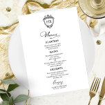 Monogram Wedding Menu Cards Schwarz und Weiß Menükarte<br><div class="desc">Eine schicke Kalligraphy Wedding Menu Card. I do offer a free customisation service,  if you have any anfragen or special requests,  please feel free to contact me.</div>