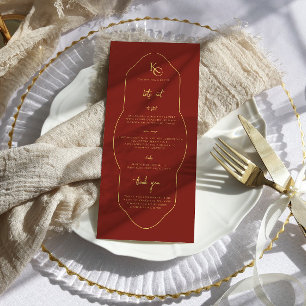 Monogram Wedding Menu mit Danke Menükarte