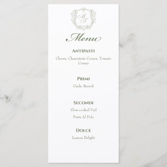 Monogram Wedding Menus Menükarte (Vorderseite)