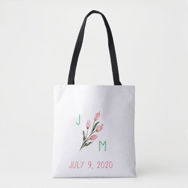 Monogram Wedding Party Tote Tasche (Vorderseite)