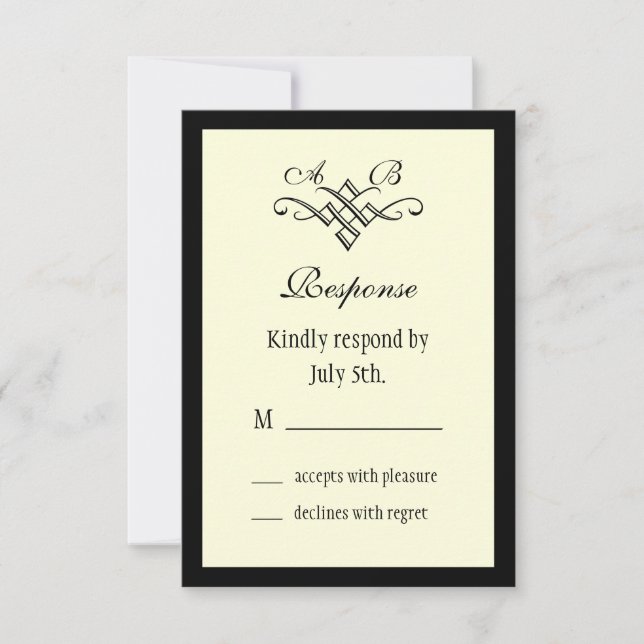 Monogram Wedding RSVP in Off White (Vorderseite)
