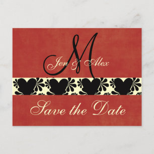 Monogram Wedding Save the Date Cards Ankündigungspostkarte