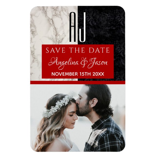 Monogram Wedding Save the Date Einladung Magnet (Vertikal)
