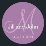 Monogram Wedding Save the Date Stickers Lila<br><div class="desc">Monogram Wedding Save the Date Stickers by Elke Clarke ©2009 Weitere Designs unter whitewhimsicalweddings.com und whitewhimsicalweddings.blogspot.com verfügbar.</div>