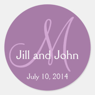 Monogram Wedding Save the Date Stickers Lila