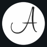 Monogram Wedding Schwarz-weiße benutzerdefinierte  Runder Aufkleber<br><div class="desc">Monogram Wedding Schwarz-weiße Letter Umschlag Aufkleber Stickers</div>