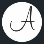 Monogram Wedding Schwarz-weiße benutzerdefinierte  Runder Aufkleber<br><div class="desc">Monogram Wedding Schwarz-weiße Letter Umschlag Aufkleber Stickers</div>