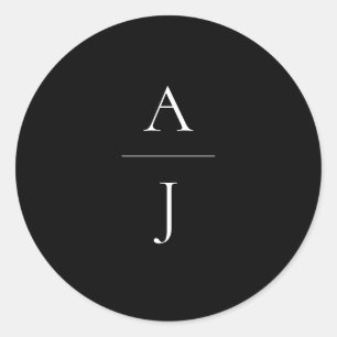 Monogram Wedding Schwarz-weißer Umschlag Aufkleber