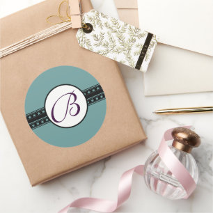 Monogram Wedding Star Borders Runder Aufkleber