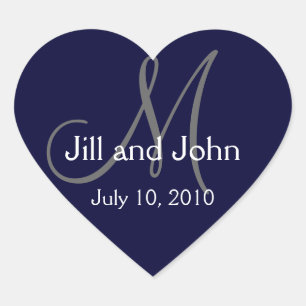 Monogram Wedding Sticker Navy