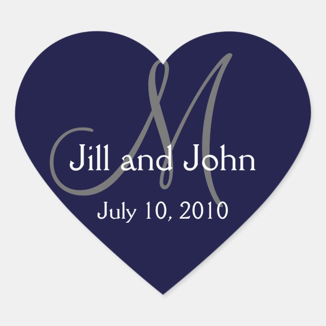 Monogram Wedding Sticker Navy (Vorderseite)
