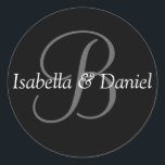 Monogram Wedding Template Bride Groom Names Custom Runder Aufkleber<br><div class="desc">Monogram Wedding Template Bride Groom Names Custom Umschlag Aufkleber Stickers</div>