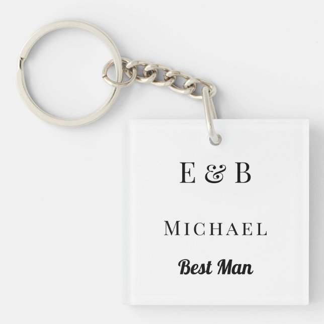 Monogram Wedding Trauzeuge Gift Personalisiert Bla Schlüsselanhänger (Vorderseite)