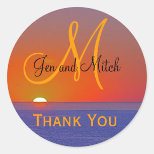 Monogram Wedding Tropical Paradise Umschlag Aufkle Runder Aufkleber