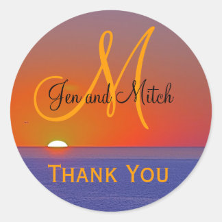 Monogram Wedding Tropical Paradise Umschlag Aufkle Runder Aufkleber