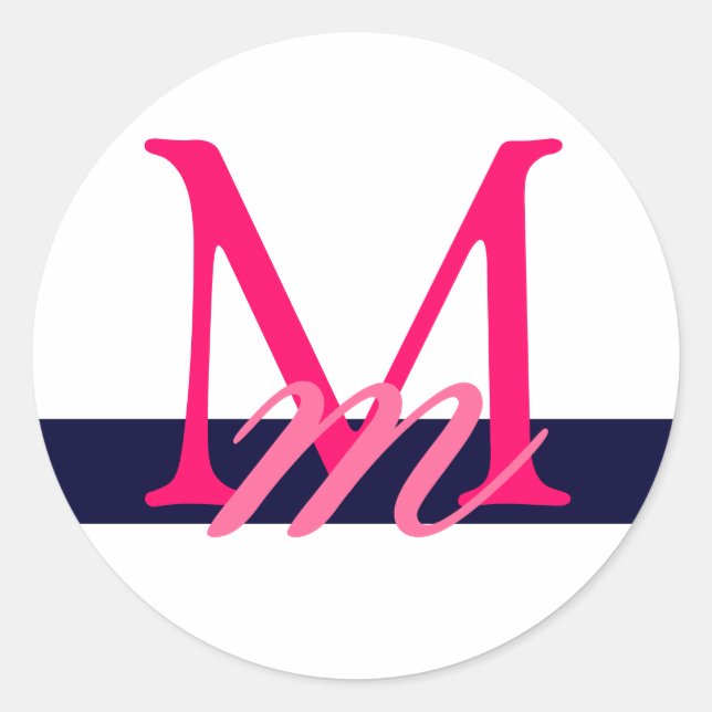 Monogram Wedding Umschlag Aufkleber White Navy Pin (Vorderseite)