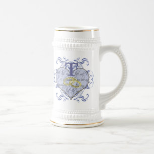 Monogram Wedding Vow Heart Bierglas