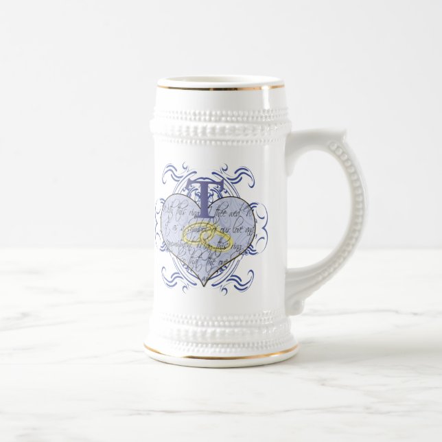 Monogram Wedding Vow Heart Bierglas (Rechts)